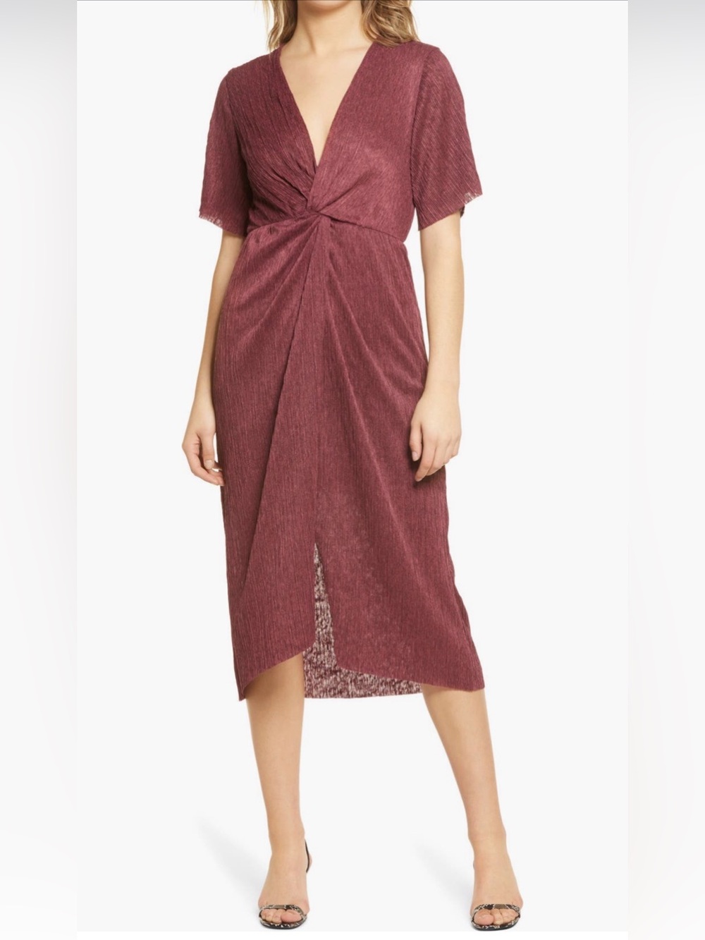 Nordstrom All in Favor Dolman Plissé Midi Dress NWT
